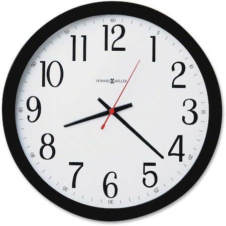 Howard Miller Gallery Wall Clock, 16" Diameter, Black Case, 1 AA (sold separately) 625-166