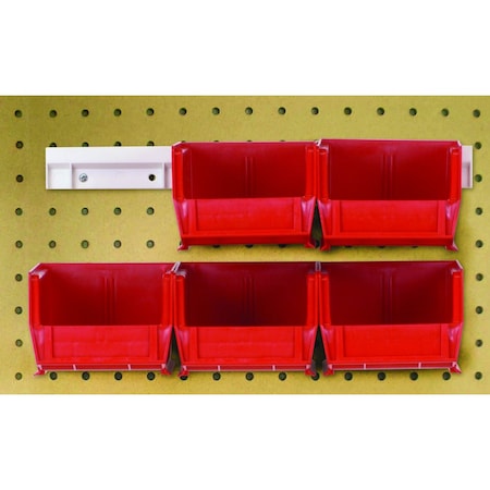 Quantum Storage Systems ULTRA HANGING SYSTEM W/RAILS AND 6 RED BINS HNS220RD