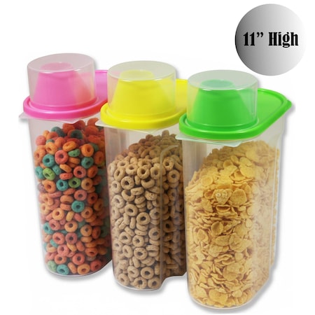 Basicwise Large BPA-Free Food Storage Containers with Lid -  in Green, Pink, and Yellow, PK3 QI003216.3L