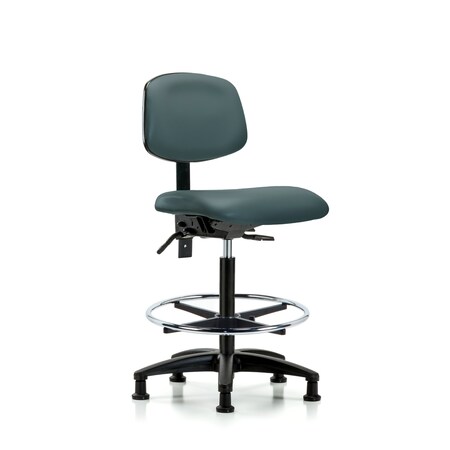 Blue Ridge Ergonomics Chair, Fab, Med Bench, RT Tilt AA Cast, Bur, No Arms, 26" to 35" Height, Colonial Blue BR-VHBCH-RG-T0-A0-CF-RG-8546
