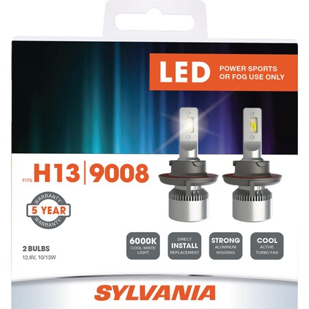 Sylvania Bulbs, 13 W, LED, 6000K H13SL.BX2