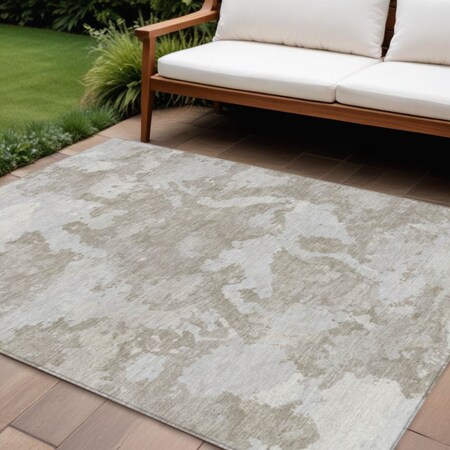Homeroots 10' X 14' Taupe And Brown Abstract Washable Indoor Outdoor Area Rug 609587