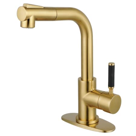 Kingston Brass Single-Handle Pull-Out Kitchen Faucet, Brushed Brass LS2413DKL