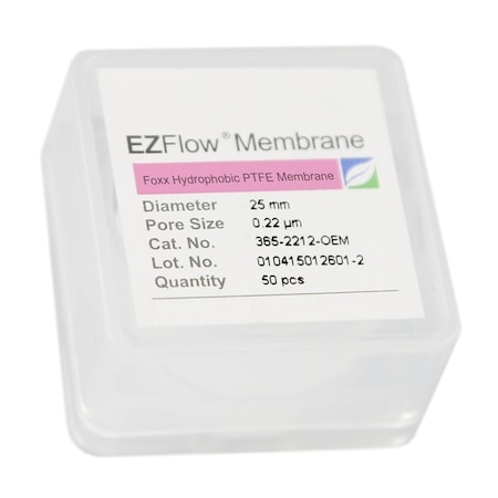 Foxx Life Sciences EZFlow PTFE Hydrophobic Membrane Filters, 0.22 um, 47 mm Diameter Filter Discs, 50PK 365-2612-OEM