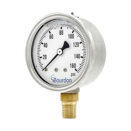 Bourdon Pressure Gauge, +/-1.60%, Metallic MAX3-D52.H22