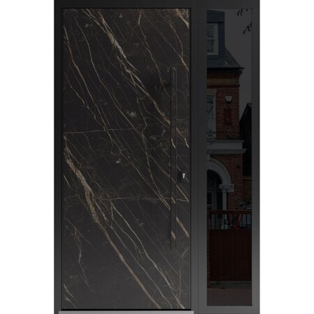 Vdomdoors Steel Door Dekton 0118 Natural Noir Side Exterior Window Sidelite Entry Door Painted W36+12xH80 Lef DEKTON0118EXD-NOR-W36+12xH80-LH-I