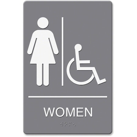 Headline Sign Women (with Wheelchair), Plastic, 9" x 6", Adhesive 4814
