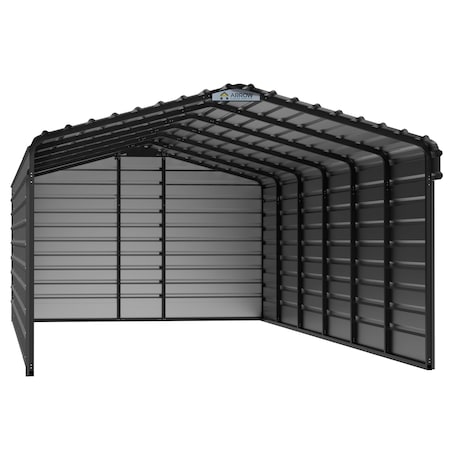 Arrow Storage Products 12 x 29 x 7 ft Charcoal Steel Carport with 3 Wall Kits CPHC122907ECL3