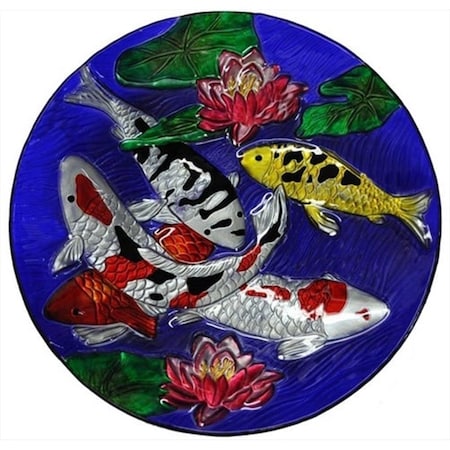 Continental Art Center 18 in. Koi Fish With Blue Background Glass Plate CAC3000950