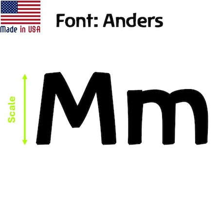 Aacc Self-Adhesive Vinyl Letter: m, Scale: 18 in. Color: Black Font: Anders by, 4PK AACC-Anders-lm-Black-I18x4