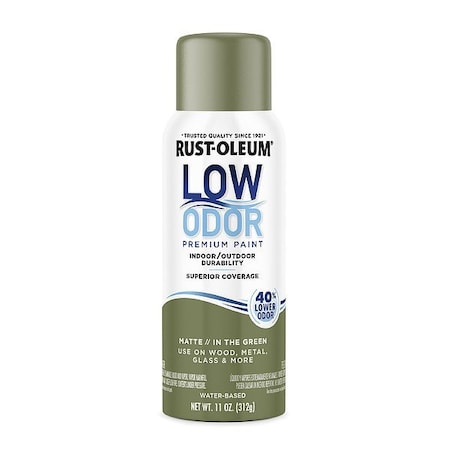 Rust-Oleum Low Odor Spray Paint, Water-Based, Alkyd, In The Green, Matte 388282