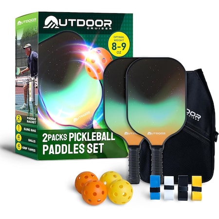 Outdoorcruiser Outdoor Cruiser Pickleball Paddle Set, USAPA Approved, 2 Paddles, 4 Balls, Grip Tapes, Carry Bag OCGPKB01