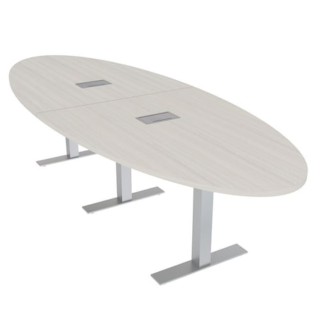 Skutchi Designs 10ft Conference Table With Power Unit | 8 Person Modular Oval Meeting Table | Harmony Series HAR-OVL-48X120-T-K458-ESIL