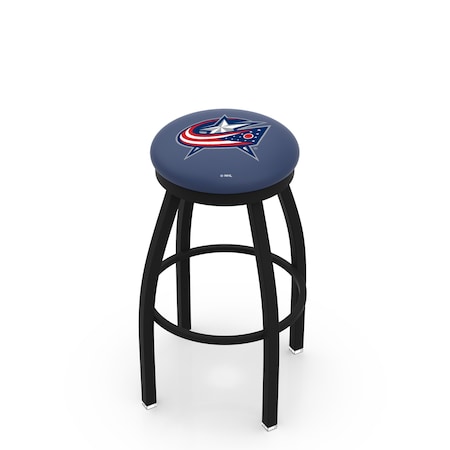 Holland Bar Stool Co 25" Blk Wrinkle Columbus Blue Jackets Swivel Bar Stool, Accent Ring L8B2B25ColBlu