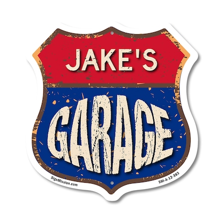 Signmission Jake's Garage, 12 Inch X 12 Inch, Aluminum Metal Sign SHI-A-12-383-JAKE