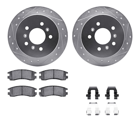 Dynamic Friction Co DFC Rotors-Drilled & Slotted-Silver w/ EURO 5000 Ceramic Brake Pads Incl Hdw 7612-45000