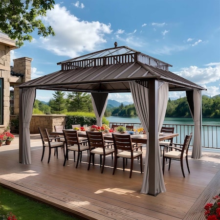 Sunjoy 14x12 Kingston PC Top Rectangular Gazebo Brown A10204386200