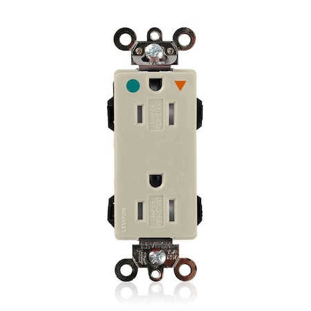 Leviton Straight Blade Receptacle, 5-15R, 15 A, 125V AC, Isolated Ground MDT82-IGI