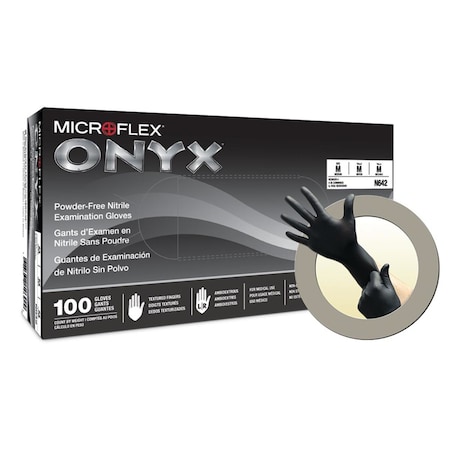 Ansell Onyx, Disposable Gloves, Nitrile, M, Black MFXN642-CASE