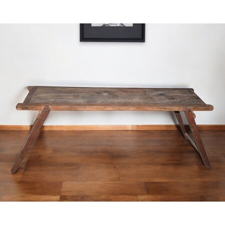 Homeroots 71" Brown Reclaimed Wood Distressed Folding Console Table 527531