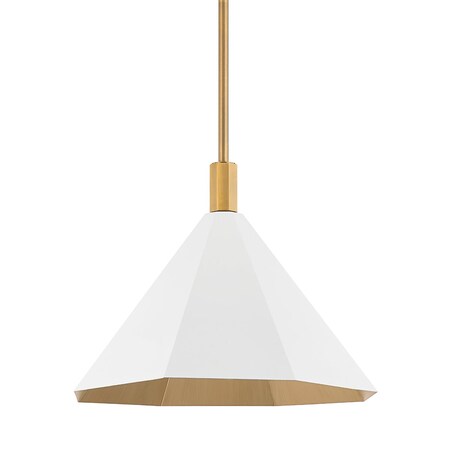 Troy Lighting Huntley 1 Light Pendant 22 In. Patina Brass/White F8322-PBR/SWH