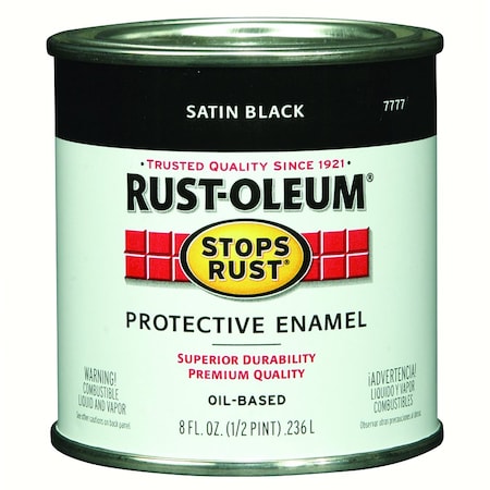 Stops Rust 1/2 Pt Rust-Oleum Brands Black Protective Enamel, Satin 7777730