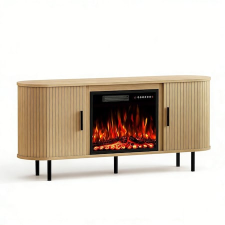 Homeroots 65in White Wood Fireplace Entertainment Center With Fireplace 723790