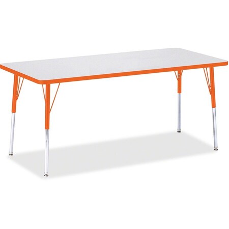 Jonti-Craft Berries Rectangle Activity Table, 30 in. x 72 in., A-height, Freckled Gray/Orange/Gray 6413JCA114