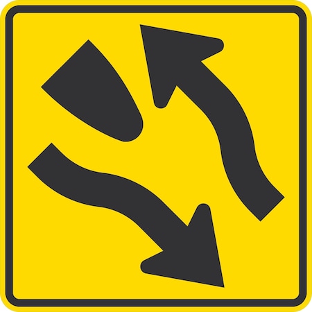 Lyle W6-1, Divided Highway Symbol, 30x30, High Intensity Prismatic, Yellow G-15343-HI_30x30