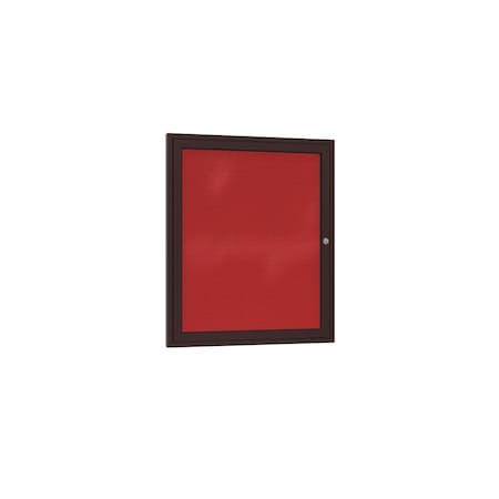 Ghent 1 Door Enclosed Fabric Bulletin Board, Bronze Aluminum Frame, 3'H x 2'W, Red PB13624F-98