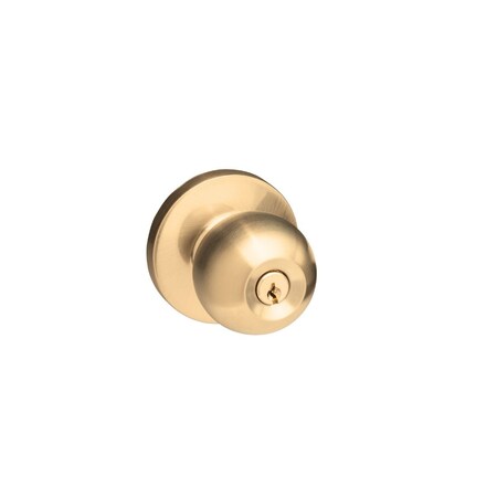 Trans Atlantic Bright Brass Commercial Entry Ball Knob Trim with Lock for Panic Exit Device ED-BKL500-US3