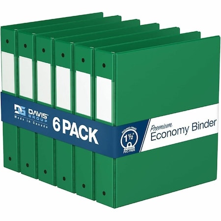 Davis Group Premium Economy, Round Ring, Binder, (Green, 1.5"), PK6 2312-04-06