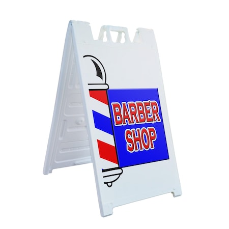 Signmission Barber Shop, A-Frame & 2 Sign Inserts, Heavy-Duty Plastic Frame SBHD-C-2436-Barber Shop