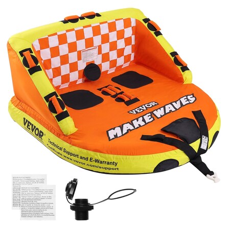 Vevor Inflatable Towable Tube for Boating 1-2 Rider with Deck Seats and Backrest SS-1001