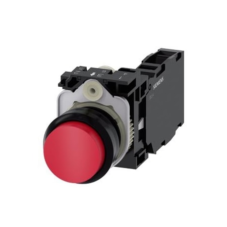 Siemens Pushbutton, 22 mm, round, plastic, red, pushbutton, raised 3SU1100-0BB20-1FA0-ZY10
