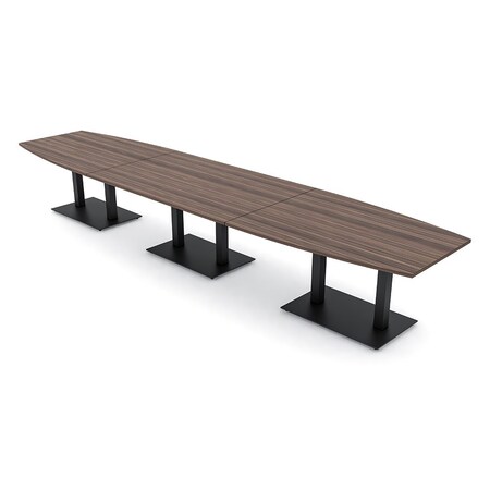 Skutchi Designs Boat Conference Table With Power Unit, 48 in W, 192 in L, Brown HAR-BOT-48x192-DOU.BK-H3041-NA