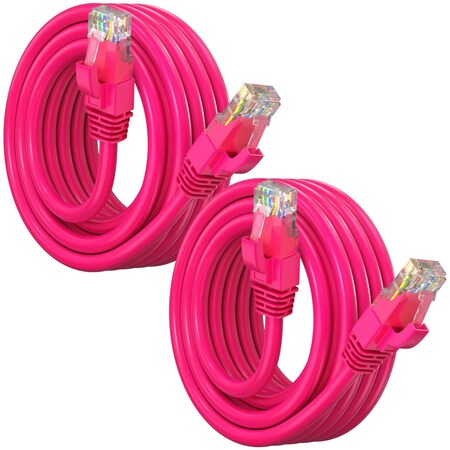 Maximm Cat6 Ethernet Cable 15ft 10Gbps 550MHz UTP, 2PK, Pink, 2PK CAT6CCA-15PN-2PK