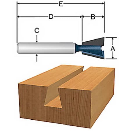 Vermont American 23114 0.5 in. x 15 Degree Dovetail Router Bit 795847