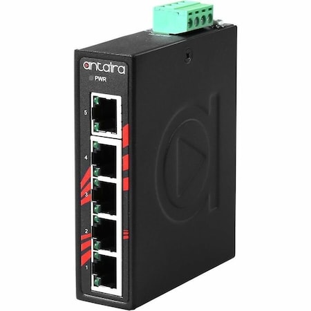 Antaira Compact 5-Port Industrial Unmangaed Ethernet Switch, w/5-10/100TX; EOT: -40 to 75C LNX-C500-T