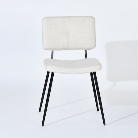Homeroots Set of Four Beige and Black Fabric and Steel Dining Side Chairs, 4PK 719342