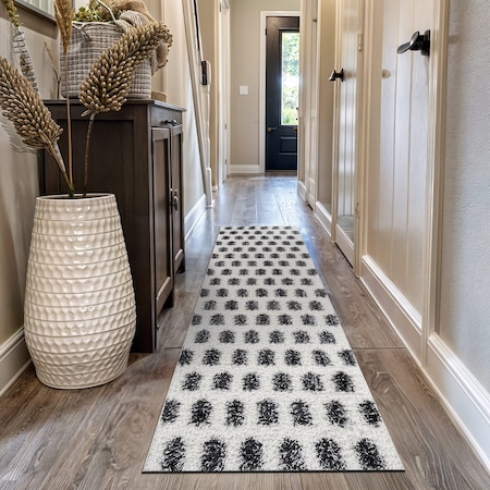 World Rug Gallery Scandinavian Arrow Shag Runner Rug 2 ft 3 in x 12 ft Anthracite WR126ANTHRACITE2X12