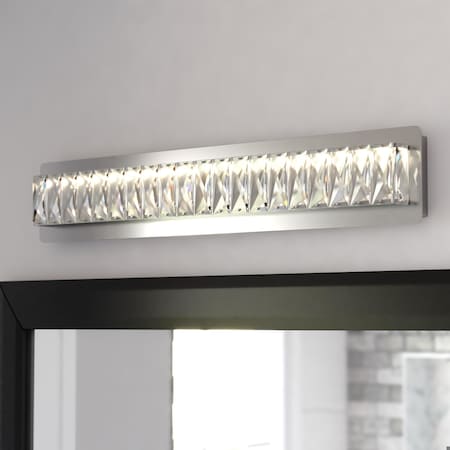 Melrose 26 in. Integrated LED Chrome Crystal Bath Bar Vanity Light -  VAXCEL, W0486