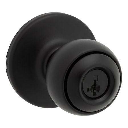 Kwikset Polo Traditional Matte Black Keyed Entry Door Knob 1-3/4 in. 94002-978