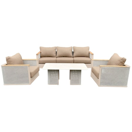 Leisuremod Arvin 4-Pc Aluminum Patio Set, Sintered Stone Table, Rust-Resistant, 4PK AOCS48-83-33TP