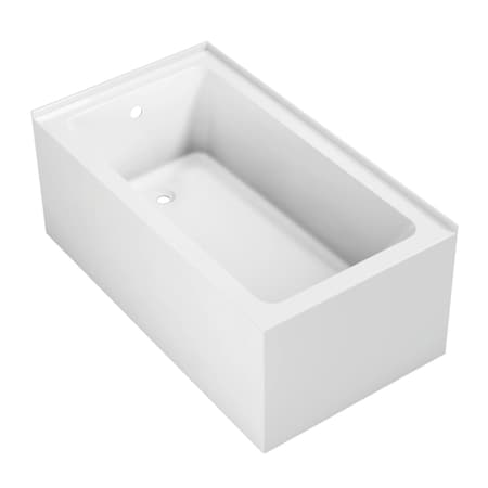 Kingston Brass 54" Acrylic Rectangular 2-Wall Corner Alcove Tub, Left Hand Drain, Glossy White VTAP5430L22TS