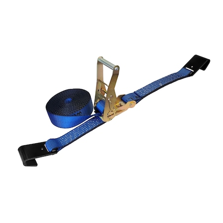 Tie 4 Safe 2'' x 60' Ratchet Tie Downs w/ Flat Hook WLL: 3,333 lbs. Blue RT04C-560-M11N-BU-C-1