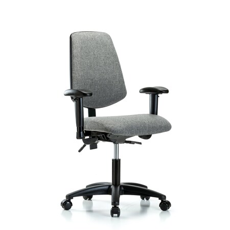 Blue Ridge Ergonomics Desk Chair Fab Desk Chair, Med, Bk, Cast, Gry, Adjustable Arms, 19" to 24" Height, Fabric, Grey BR-FDHCH-MB-RG-T1-A1-RC-F44