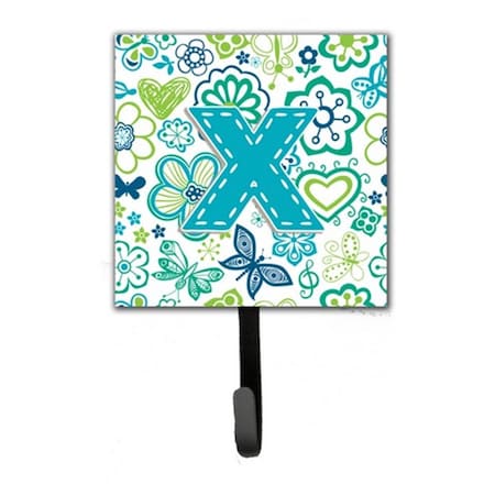 Carolines Treasures Letter x Flowers And Butterflies Teal Blue Leash and Key Holder CJ2006-XSH4