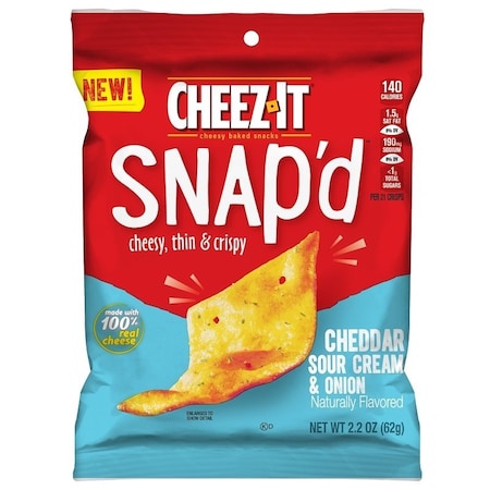 Cheez-It Snap'd Series KEE11460 Baked Snacks, Cheddar Sour Cream, Onion Flavor, 22 oz 689109
