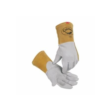 Caiman 1864 Deerskin Unlined Lean-On Patch TIG Welding Gloves, Large, Gray, 4 in Gauntlet Cuff 607-1864-L